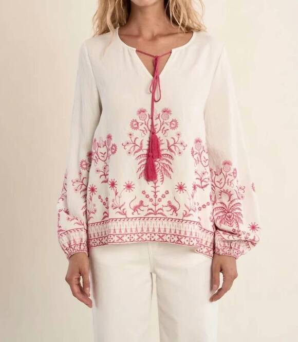 MOLLY BRACKEN Tops - NEW MOLLY BRACKEN women's marbella bloom blouse in beige